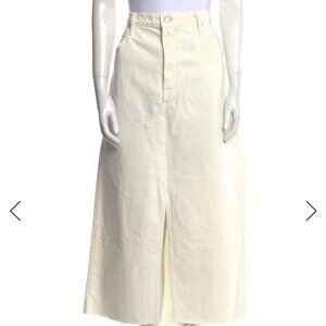 FRAME skirt, neutral midi skirt, cotton skirt women, raw-edge skirt, minimalist